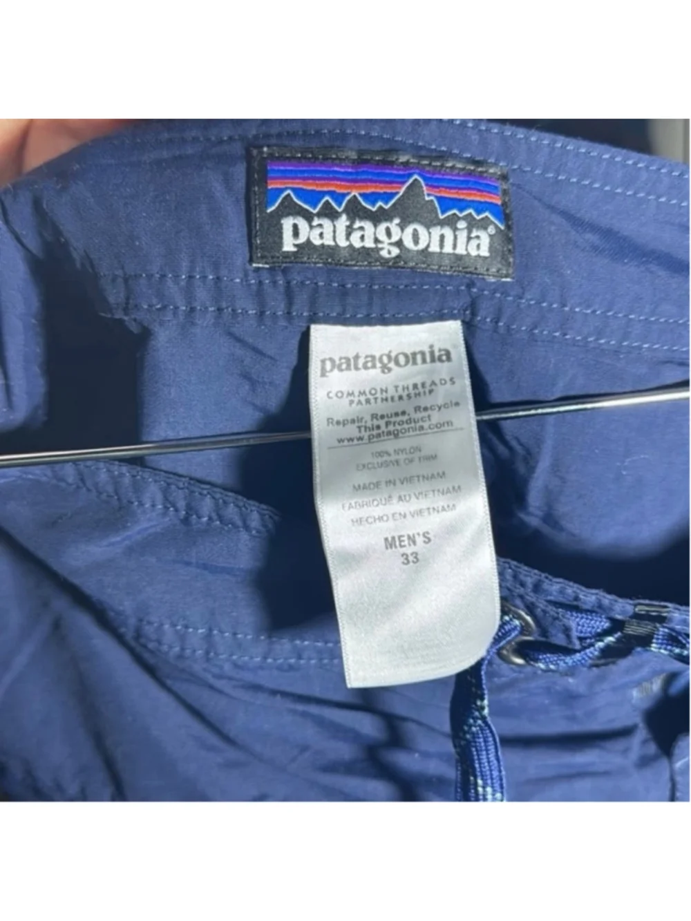 Patagonia Swim Board Shorts Size 33 Blue Green